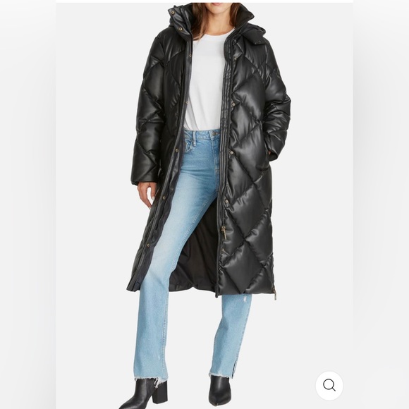 Rebecca Minkoff Jackets & Blazers - Rebecca Minkoff puffer jacket black quilted long coat size large VEGAN LEATHER